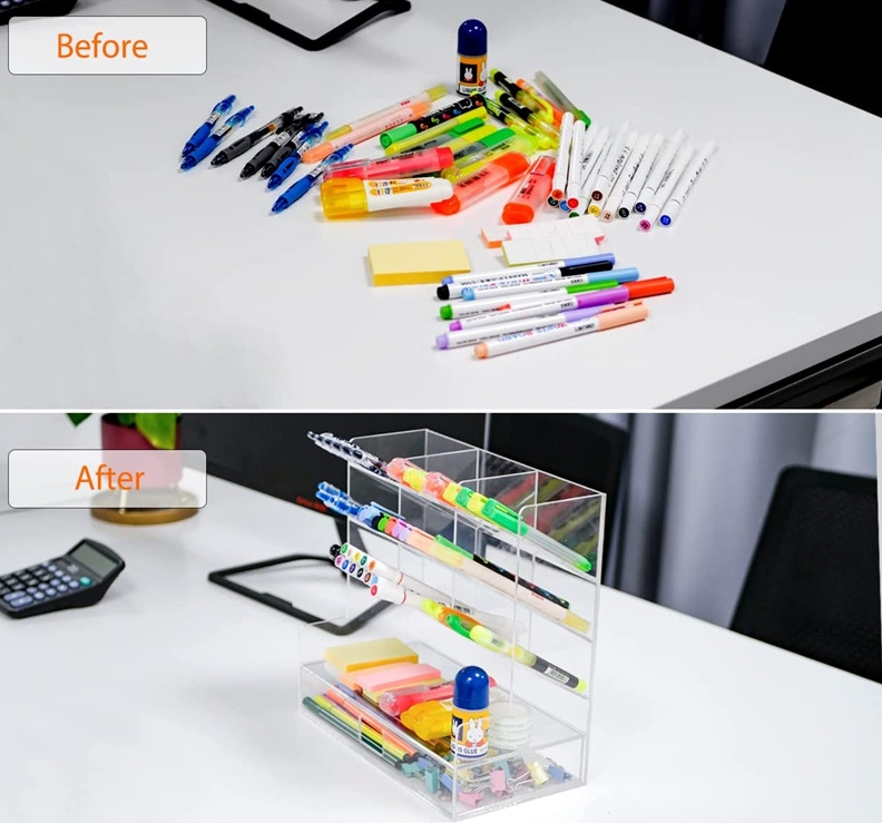 Acrylic Pen Holder Display Stand with Drawer