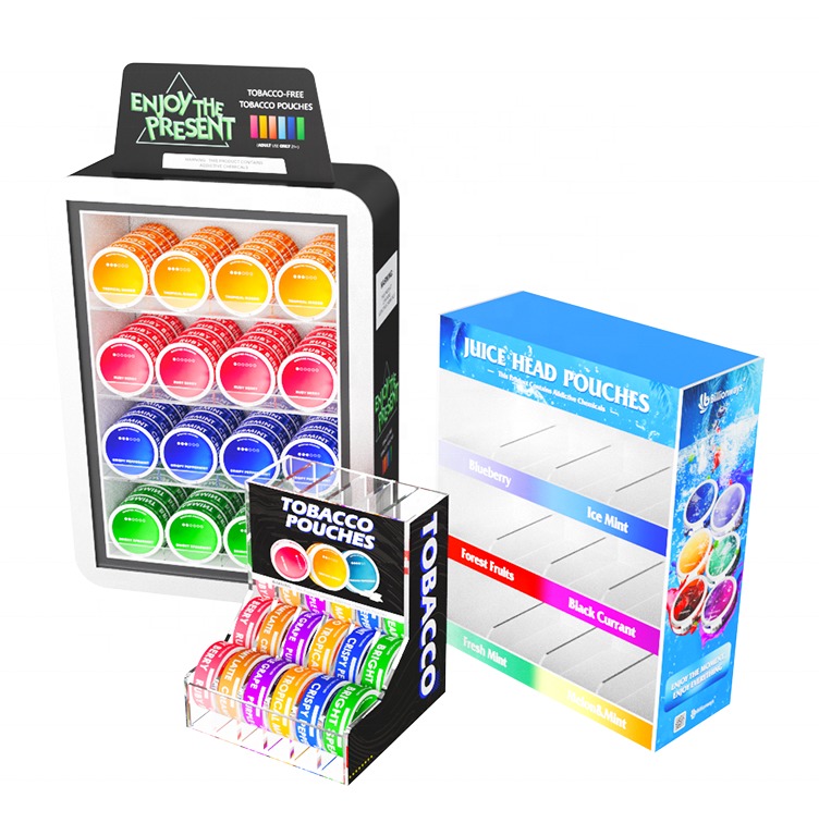custom acrylic tobacco display with Zyn pouches